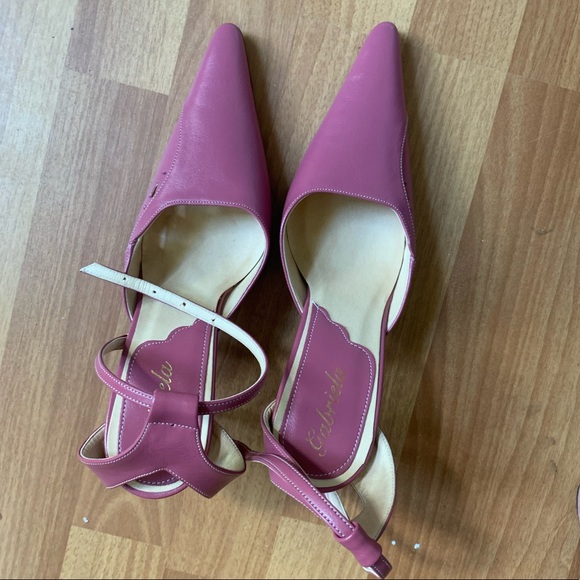 Pointed Pink Leather Heels - Picture 3 of 7